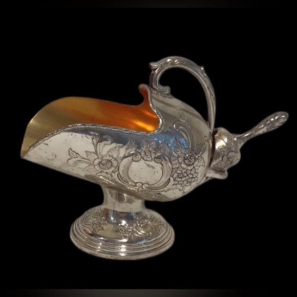 Vintage RAIMOND Pedestal Sugar Scuttle with Scoop, Russian, Silver-plate, Bronze - Picture 2 of 10